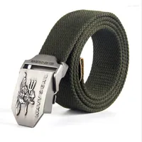 Belts Aoluolan Men Canvas Metal Buckle Casual Solid Army Military Belt Outdoor Tactical Top Quality 3.8 Cm
