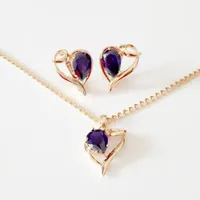 Halsbandörhängen Set Women Luxury Rose 585 Gold Color Jewelry Lady Heart Design Bridal Earring and Pendant