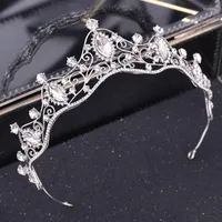 Hårklämmor Forseven Princess Tiaras Baroque Diadem For Women Rhinestones Girls Crown Luxury Bride Wedding Accessories Hairband Jewelry