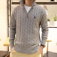 Designer Winter Mens sweaters ralph polo zip half knitted pullover pony men loose casual pure color sweater