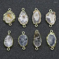 Colliers de pendentif 1pc réelle pierre d'origine cru minéral cru à double trou de raccordement à double trou reiki guérison géode tranche agates naturelles bijoux bricolage
