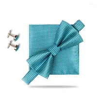 Bow Ties Hooyi 2022 MEN TIE Set Bowtie Cluflinks Hing Gift Heal Tercs Pocket Square Cuff Links Party Party