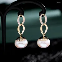 Dangle Earrings Elegant Chain Pearl Dangler Ladies Fashion Wedding Party Long Bead Earring