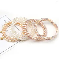 Strand Natural Freshwater Round Pearl Multi-Store-Stricolor Bracelet Elegant Women's Jewelry Charm Gift 4-5mm