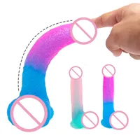 Sexy Costumes Silicone Color Dildo for Women G-Spot Stimulation Massager No Vibration Realistic Penis Female Masturbation Sex Toys for Adult