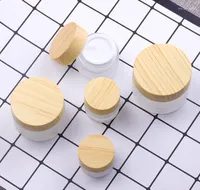 Storage Bottles Frosted Glass Jar Cream Round Cosmetic Jars Hand Face Bottle 15g-30g-50g Wood Grain Cover Pp Line Wholesale