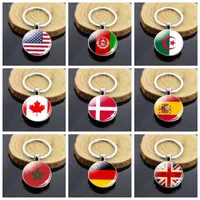 Keychains Double Side Flag National Glass Ball USA Storbritannien Canada World S Keyring G221026