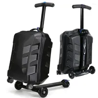 スーツケース21インチスクータースーツケーススピナーアルミニウムスケートボードトロリーコッファー荷物旅行学生用オックスフォード