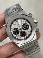 42 mm męskie szafirowe zegarki szklane kwarc chronograf pełny funkcja mężczyzn designerski zegarek stalowy pasek wodoodporny na rękę na rękę