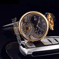 Bovet 1822 Tourbillon Amadeo Fleurie Automatic Skeleton Mens Watch Yellow Gold Black Dial Roman Markers Brown Leather Timezonewatch E08251i