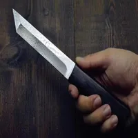 Katana de haute qualit￩ VG10 Damas en acier des lames fixes couteaux tanto pale d'￩b￨ne handle avec collection de gaine en bois couteau 271b