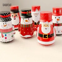 Gift Wrap Christmas Cartoon Box Santa Snowman Tumbler Festival Year Party Candy Cookie Package Storage Iron B275D