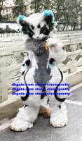 Black White Long Fur Furry Wolf Mascot Costume Husky Dog Fox Fursuit Adult Cartoon Character Outfit Suit Highs Qualitys Welcome Reception zz7590