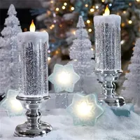 Cougies LED Candle Light Christmas Fairy lampe sans flamme sans flammes Ornement lumineux de bureau respectueux de l'environnement avec stand pour le barreau de décoration intérieure 21025