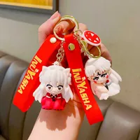 Keychains japansk tecknad anime Inuyasha Pendant Chain Car Chain Ring Ring Telefonpåse Ornament Fashion Smycken Kidsgåvor G221026