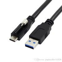 USB 3 1 Type-C male Locking Connector to Standard USB3 0 male Data Cable 1 2m 4Ft With Panel Mount Screw250V