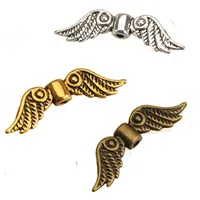 jewelry findings angel wings beads spacers alloy bracelets necklaces handmade making diy vintage silver gold flat metal 23x6mm 400pcs free ship