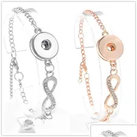 سحر أساور Noosa Snap Bracelet Rhinestone Infinity 18mm Ginger Snaps Buttons Chunk Charm Wristband Jewelry Drop Drop
