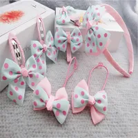 7pcs Set Kids Girl Baby Baby Band Coup Metter Bow Flower Hair Band Accessoires Head Rubber Bandhair Clip Hairpin238k