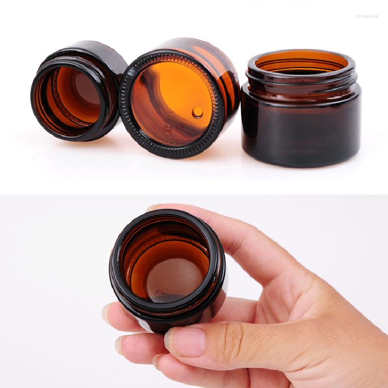 Storage Bottles Amber Glass Cream Jars 5g 10g 15g 20g 30g 50g 100g Brown Cosmetic Jar Packaging Eye Containers With Black Lid