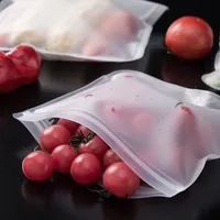 Silicone Food Storage Bag Reusable Multiple Sizes Leakproof Containers Stand Up Ziplock Bag Food Storage Bag Kitchen  Wrap HH359