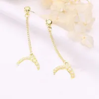 23SS 19Style 18K Gold Plated Designer Letters Stud Small Sweet Wind Women Crystal Rhinestone Pearl Earring Wedding Party Jewelry