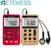 Radio RETEKESS V112 Mini Handheld Portable FM AM 2 Band Digital Pocket Receiver Earphone Speaker For Walkman Go Hiking 221026