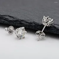 Stud￶rh￤ngen LESF 925 Sterling Silver 0,5 CT och 1,0 Classic Round Cut Shiny Sona Stone Mesh Wedding Jewelry Women