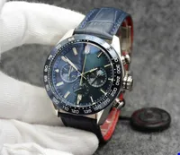 2022 Watch de haute qualité 44 mm Quartz Chronographe Power Menties Matchs Bracelet en acier inoxydable Braceuse à cadran noir