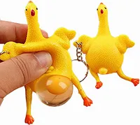 Komik Dekompresyon Oyuncaklar Squishy Squeeze Stres Toys Toys Tavuk ve Yumurta Anahtar Zincir Süslemeleri