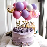 Festliga leveranser 1set 5inch confetti balloon cake topper f￶delsedagsfest dekor toppers baby shower barn br￶llop cupcake dekorera verktyg