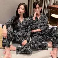 Men&#039;s Sleepwear Winter Silk Satin Couples Pajamas For Men Women Long sleeve Sleep Tops Pjs Couple Home Clothes Suits Pajama Sets 221025