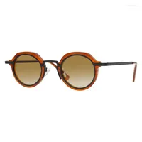 Sunglasses 2022 Vintage Fashion UV400 Polarized Alloy Acetate Frame Classical Round Pilot Design Women Man