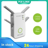 Pixlink original 300 1200Mbps Router WiFi Extender Signal Booster Repeter sem fio Band 2 4 5GHz Plug de linha Wi-Fi para casa 2106072419