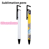 US Warehouse Sublimation Stifte Blind Wärmeübertragungsstift mit Schrumpfen Wrap White Aluminium Customized Clip Pen School Lieferungen Z11
