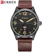 Curren Brand Luxury Casual Militar Quartz Assista Men Wristwatch Leather Strap Calend￡rio Erkek Kol Saati Relogio Masculino289p