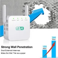 in 2022 20%off 300Mbps WiFi Repeater 2 4GHz Range Extender Routers Wireles-Repeater Amplifier Signal Booster 3 Antenna Long-Range Expan200V