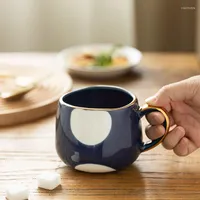 Tazas 370ml Nordic Creative Ceramic Coffee Cup taza dorada a mano resistente al calor pintado a mano pintada kubek ceramiczny copo