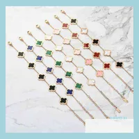 Charm Bracelets Verkauf luxuri￶ser Qualit￤tsmarkenname Blume mit f￼nf Natur Stein Anh￤nger Armband Rhombus Verschluss f￼r Frauen Hochzeit GIF DH2OX