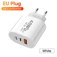 40W PD QC 3.0 Dual USB Charger Quick Charge EU US Plug voor notitie 9 10 Power Delivery Mobile Phone Adapter