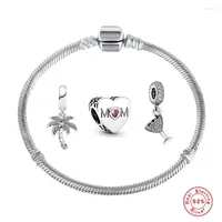 Beads MC Coconut Tree Princess Full Zircon Wine Glass 925 Silver Charms Fit Bracelet Fine Jewelry Gift Making For Women