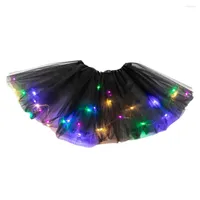 Faldas 25# 2022 mini 3 nivel de tul falda princesa princesa Pettiskirt Party Ballet Summer con bombilla peque￱a LED