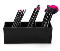 Três slots Organizador de maquiagem acrílica Batons de mesa preta de plástico preto Ferramentas de maquiagem de maquiagem de moda de capa