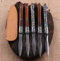 2 Stil reiner handgemachter Damaskus Steel Fixed Blade Tea Messer H￤rte 59 Stunden Holzschalengriff EDC -Taschenmesser8137190
