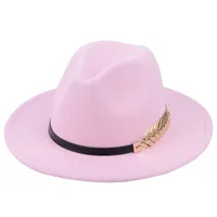 Fedora şapkası Kadın Kış Şapkaları Kız Şerit Grubu Erkek Şapkası Geniş Klasik Bej Düğün Kilisesi Bowler Yeni Cap Chapeau Femme