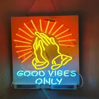 Goede vibes Bid alleen Logo Neon Sign Light Beer Bar Pub Wall Decor Hanmdade Visual Artwork291p