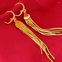 Bengelen oorbellen lijnen voor vrouwen meisje eenvoudige lange tassel geel goud gevulde klassieke verlovingsfeest dagelijks leven sieraden
