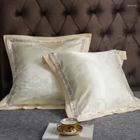 Vorhang Luxus Satin Jacquard Nachtkissen Cover Kissen europäische Stickerei breite Seite großes Rücken Schlafzimmer Bett 60 cm