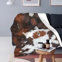 Mantas mantas de vaca roadeo manta fuzzy pieles de piel animal textura de cuero de cuero lanzamiento divertido para sofá salón de cama 150 130cm queen king 221026