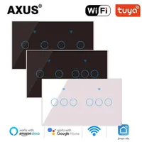 5pc Axus Smart Light Touch Switch Glass Panel EU Standaard 4 5 6 Gang Tuya WiFi Wall Switch Support Google Home Alexa Voice Control W220230H